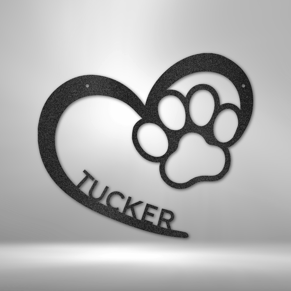 Personalized Dog Heart  with Name Steel Sign