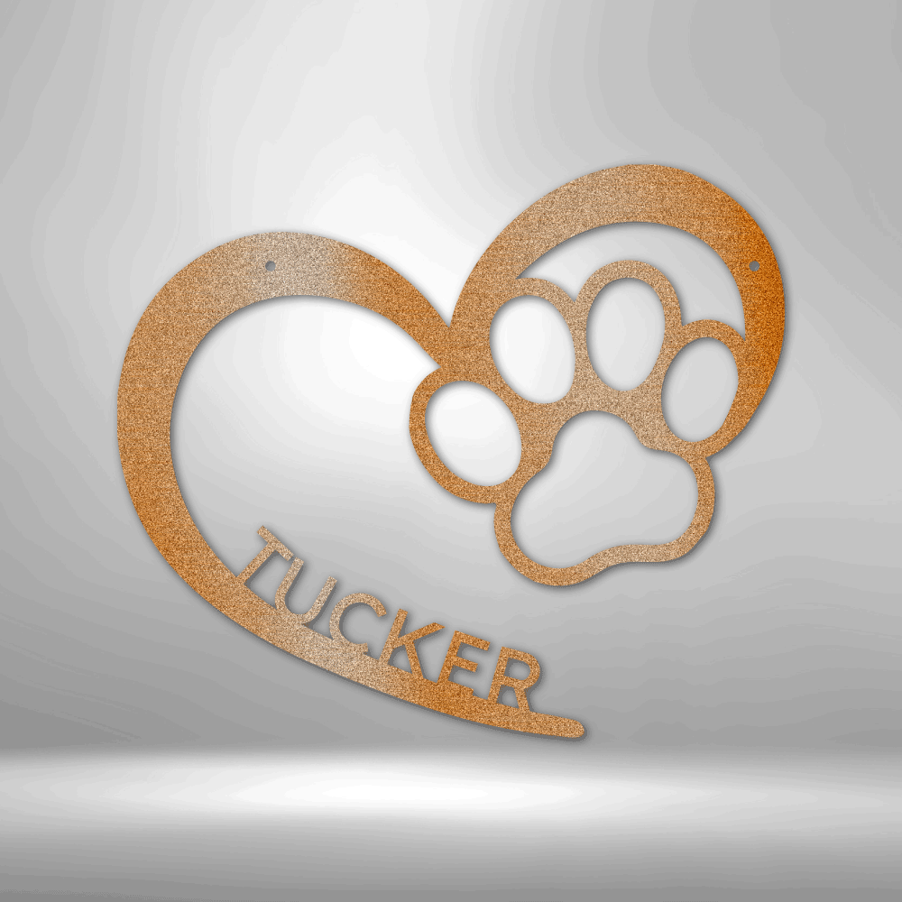 Personalized Dog Heart  with Name Steel Sign
