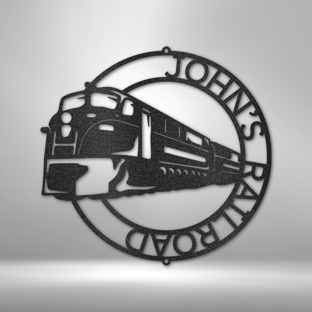 Modern Train Ring Monogram - Steel Sign