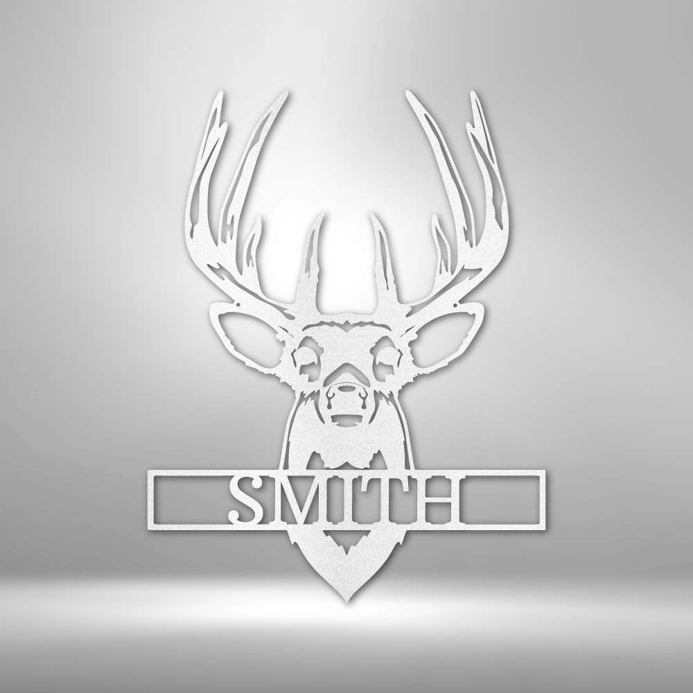 Personalized Buck Mount Family Name Metal Sign