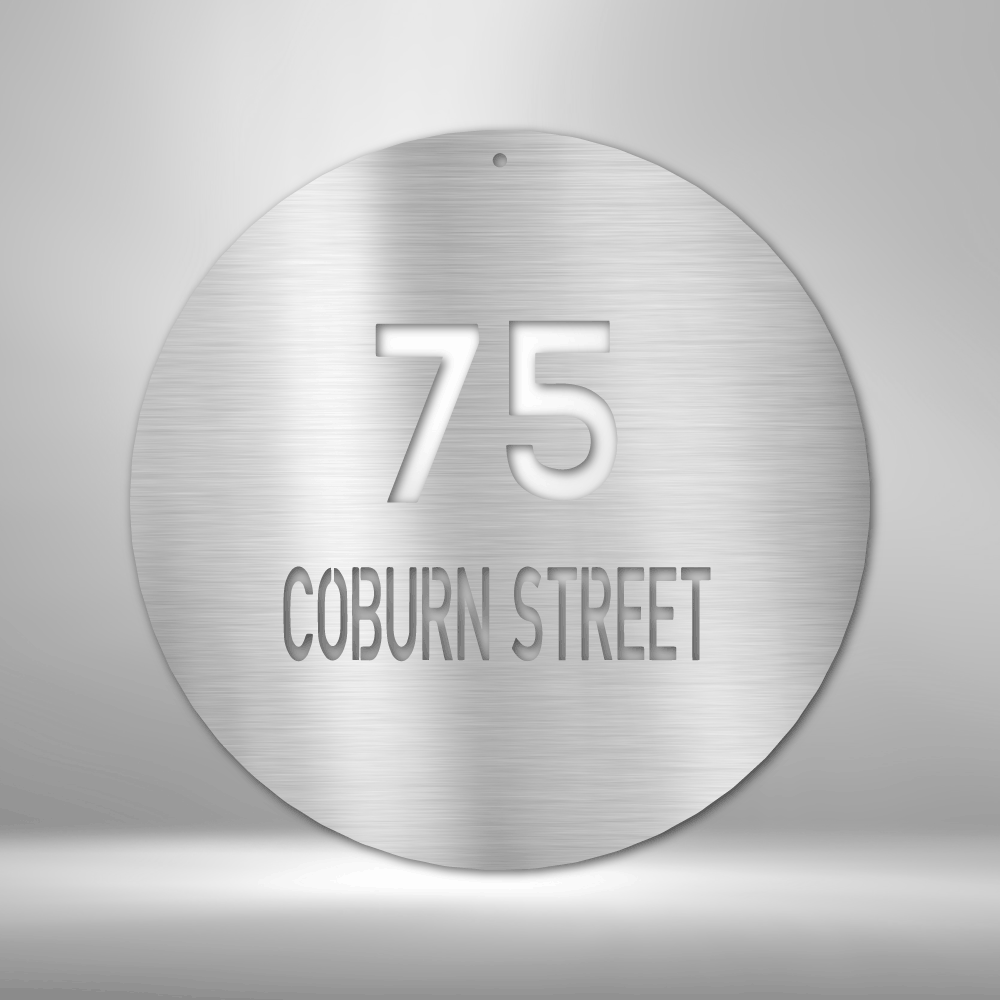 Circle Address - Steel Sign